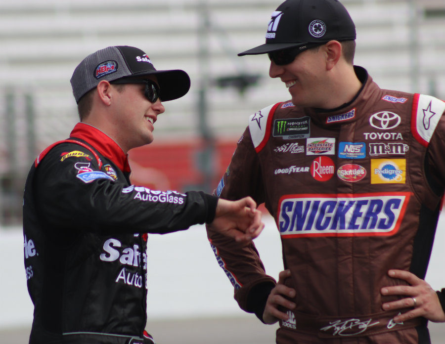 Kyle+Busch+%28right%29+talks+to+his+teammate+Noah+Gragson+%28left%29+for+Kyle+Busch+Motorsports.+Gragson+qualified+in+the+top+five%2C+with+the+third+fastest+lap+time+of+30.935+seconds%2C+while+Busch+captured+the+pole+with+a+time+of+30.844+seconds.