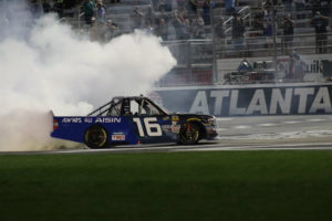Brett Moffitt, in the No. 16 AISIN Toyota, finished first after leading only two laps the entire race. With the win, Moffitt and his team, Hattori Racing Enterprises, locked themselves into the NCWTS playoffs.
