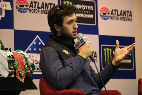 During Chase Elliott Media Day on Feb. 13, Elliott talks with local reporters about racing the No. 9 car for Hendrick Motorsports in 2018. Chase Elliott returned to his home track to accept lucky charms from fans as a part of a promotion Atlanta Motor Speedway hosted to propel the driver to his first win.