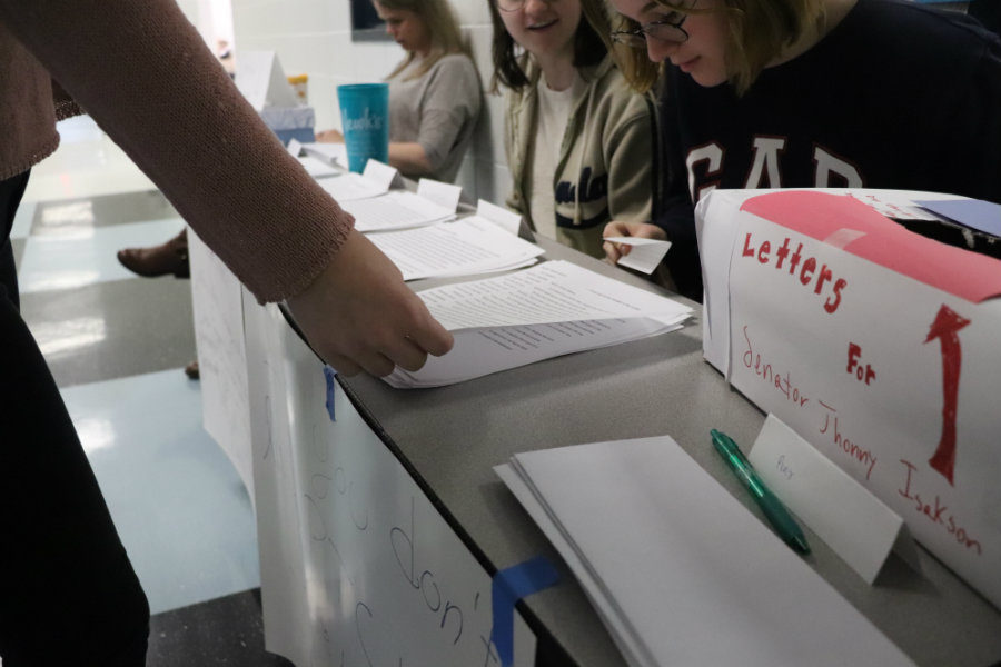 March 20, 2018 - Students write letters to Georgia’s senators encouraging a solution to issues surrounding the Parkland Florida shooting. A small group of students organized a table at all three lunches where their peers could come and use their words to make a difference.