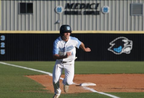 Panther sprints to home base to pick up the fourth run of the night. “This game was a good confidence booster and we needed to play because we would’ve been off for two weeks,”  Moseley said. “I feel good about our pitching and I think we’re ready to go for playoffs.”