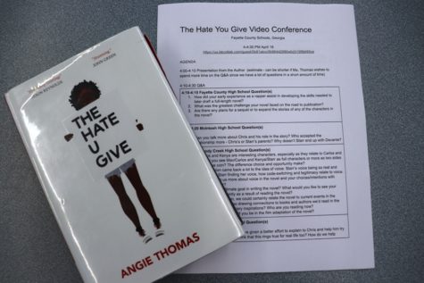 Starr’s Mill senior Brittany Clarke came up with six questions for the video conference with best selling author, Angie Thomas. Four schools from Fayette County High Schools shared the majority of the meeting with the author to ask questions about herself and her book. 