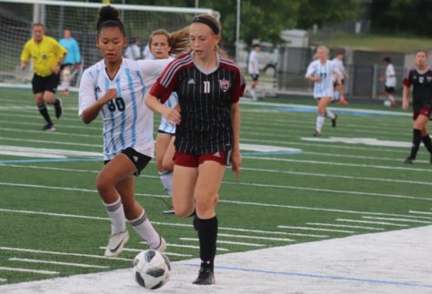 Lady Panther chases a Wildcat player down the field. The Mill spent the majority of the Final Four game chasing after Whitewater. The Wildcat offense, led by junior Madison Wright’s hat trick, continued to overpower the Panther defense throughout the game.