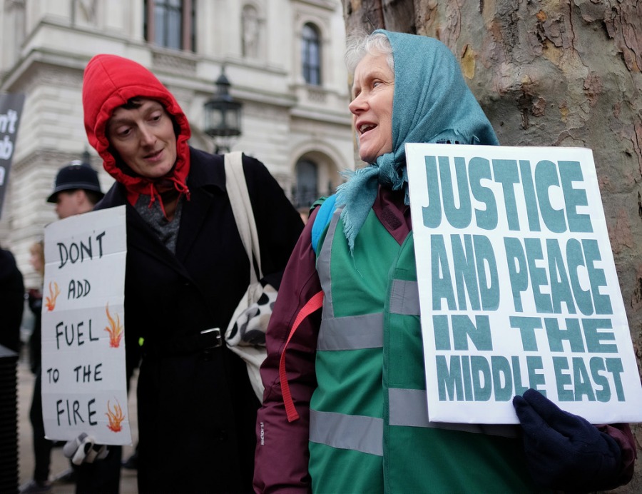 Universally, thousands of people protest for peace and for countries like the United States, France and the United Kingdom to stop bombing an already suffering Middle East.