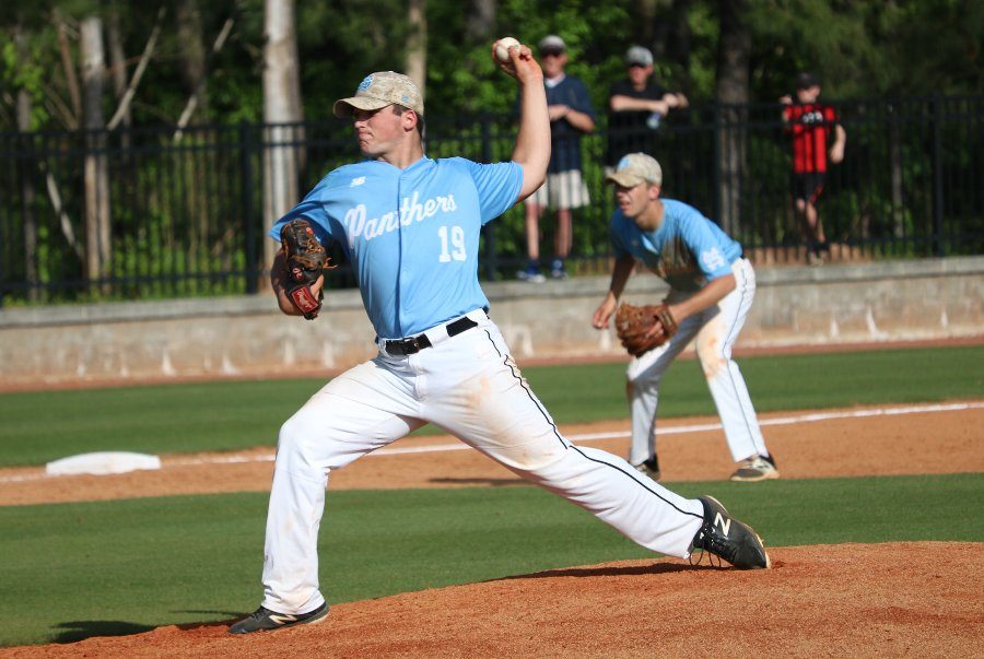 Starr’s Mill player throws a pitch during game one. Starr’s Mill gave up just one run to the Tigers through both games, relying on their defensive strength to propel them into the third round of the state playoffs.