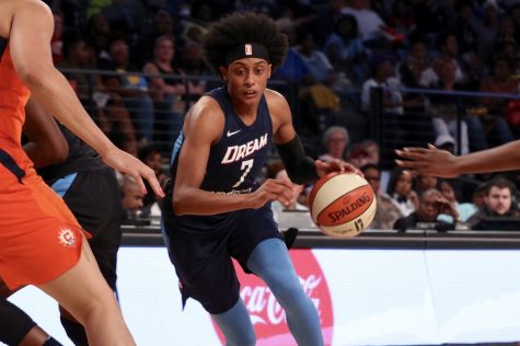 Guard Brittney Sykes drives toward the basket. After missing the last five games with a right foot injury, Sykes made an impact off the bench, scoring 13 points, grabbing four rebounds, dishing out four assists, and snagging two steals en route to her being named the Player of the Game.