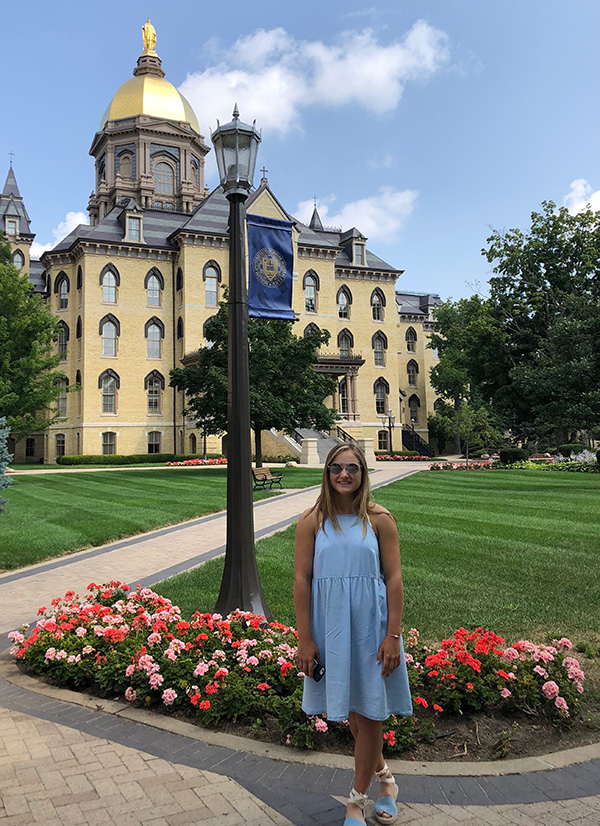 Elena+Wernecke+stands+in+front+of+Notre+Dame+after+earning+%24107%2C750+in+scholarships.+Her+newest+scholarship+earned+her+an+additional+%242%2C000+for+her+proficiency+in+Spanish.+She+plans+to+major+in+biology+and+Spanish.