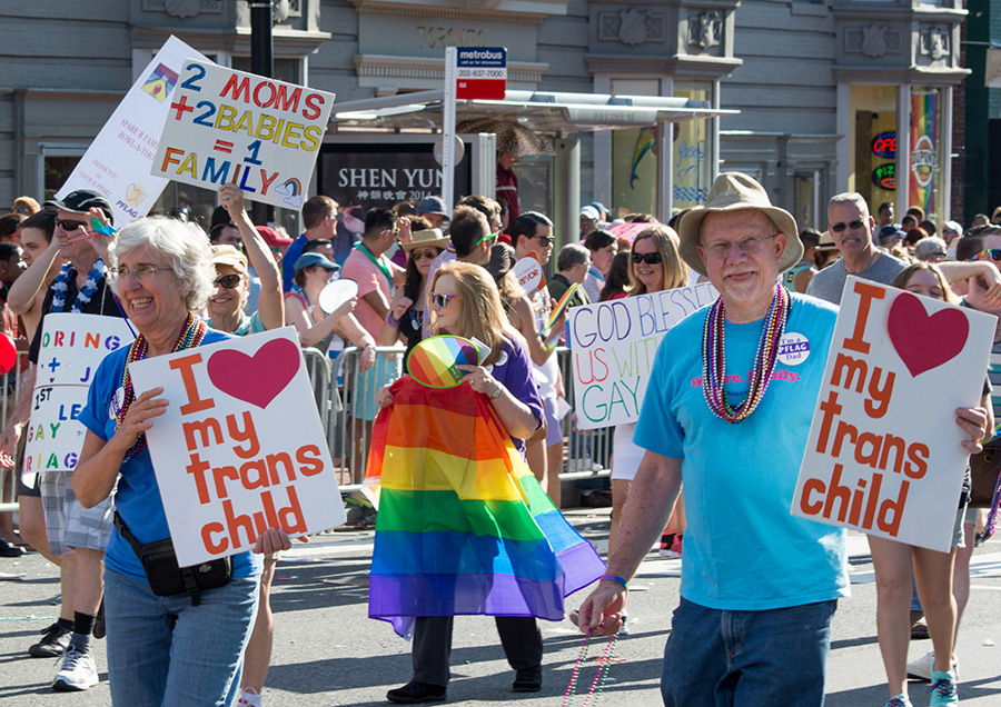 PFLAG marches in the Washington, D.C. pride parade on June 7, 2014. This representation and societal respect that PFLAG is advocating for is not debatable. It is a basic human right.