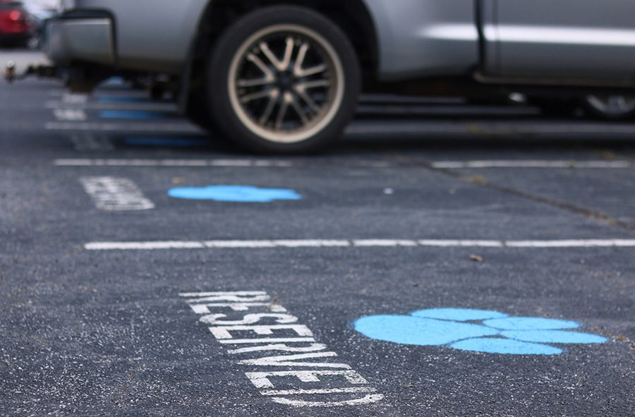 The front spaces of the teacher parking lot are reserved for certain administrators at the Mill. Principal Allen Leonard, however, gave up his parking space to once again help the school.