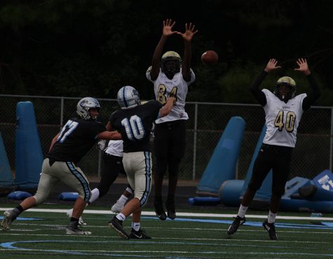 Freshman Colin Bartek looks to pass against Fayette County. Despite struggling to pass a week ago, Bartek did well against the Chiefs, firing one of his three touchdowns on the day into the end zone in the win. Bartek also added two rushing touchdowns.