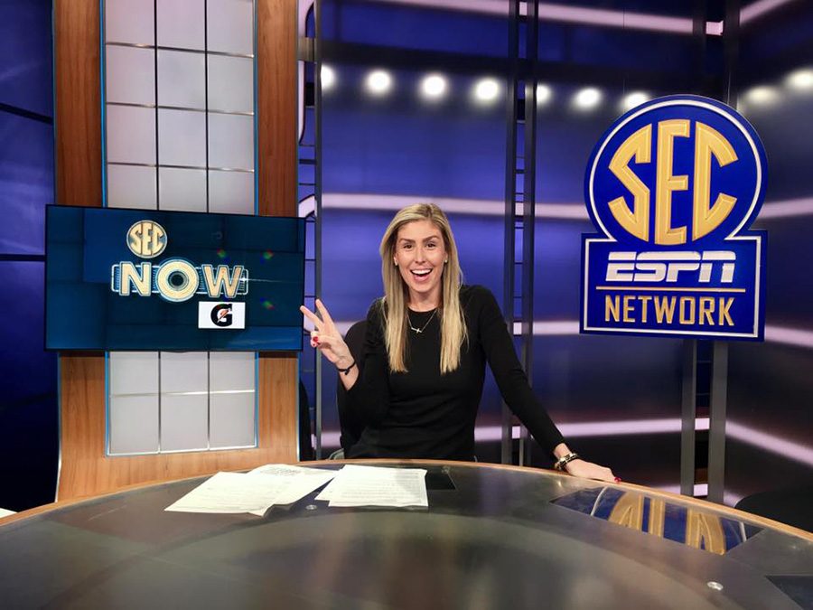 Former Panther Mary Chaudoin during her time with the SEC Network. Chaudoin started working for the channel when it first launched in 2014 and continued to work there for the next three years before getting a job with CNN. 