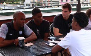 Staff Writer Ty Odom sits down with seniors Nate Allison (right) and Julian Lynch (center), and head coach Charlemagne Gibbons. Last season, the Panthers captured their first ever region championship and made it to the Elite 8 of the GHSA State Playoffs. Under new leadership, Starr’s Mill will look to improve upon an already talented and successful roster.