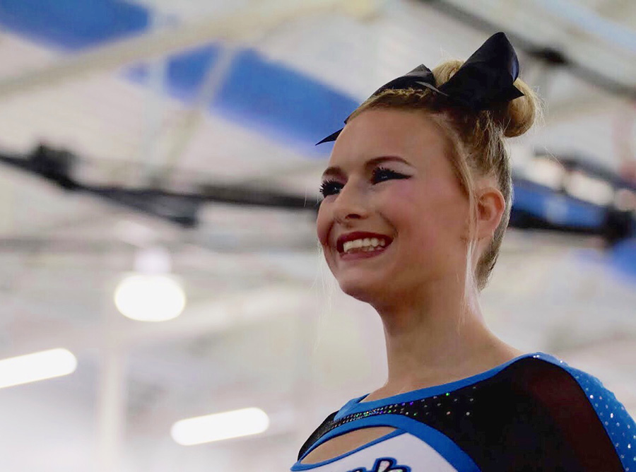 Sophomore MacKenzie Slagel at one of the cheer competitions this year. This is Slagel's second year with the Starr’s Mill varsity team and fourth year with the Stingray Allstars in Marietta.