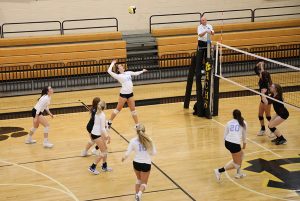 Freshman Nicole Smith spikes the ball toward the opposition. Smith has just verbally committed to play volleyball at Georgia Tech on a full ride scholarship.