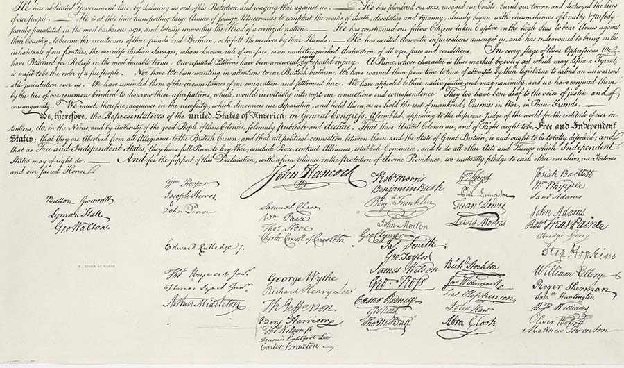 Founding fathers' signatures on the Declaration of Independence.  All great things are accomplished through hard work, and there is no better example of that than the one set by America's founding fathers.