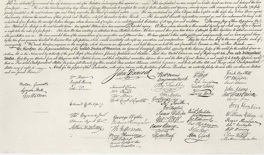 Founding fathers' signatures on the Declaration of Independence. All great things are accomplished through hard work, and there is no better example of that than the one set by America's founding fathers.