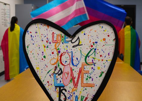 Group of students poses with the pride, transgender, bisexual, and pansexual flags to demonstrate support for all forms of love and acceptance at Starr’s Mill. The message that needs to be sent from this is that love in any form is not hate, and having a romantic or sexual preference does not make one a transphobe.