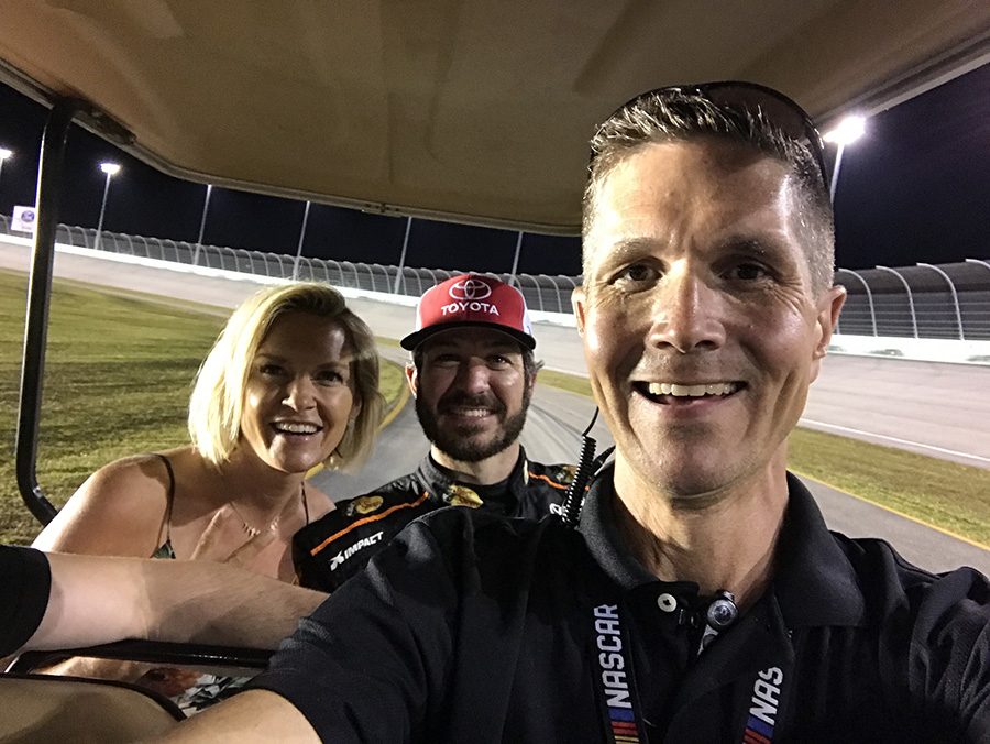 Director+of+Racing+Communications+Matt+Humphrey+carts+Monster+Energy+NASCAR+Cup+Series+driver+Martin+Truex+Jr.+and+girlfriend+Sherry+Pollex+around+the+race+track.+In+being+in+charge+of+at-track+communications%2C+Humphrey+will+spend+time+with+the+drivers%2C+as+well+as+the+journalists+to+ensure+that+everything+gets+done+as+it+should.