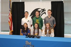On Nov. 14, six athletes from Starr’s Mill gathered in the media center along with family, friends, and coaches, to continue their athletic careers at the collegiate level. Signees included seniors Alyssa Angelo, Kate Ashmore, Liza Eubanks, Brian Port, Derek Saylor, and Jacob Zellen. A seventh athlete, Nate Allison (not pictured), signed on Nov. 16.