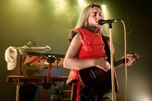 Billie Eilish performs at the Hi Hat in Los Angeles.. Eilish, a popular electropop artist, is on the rise to becoming a star at only age 16.