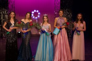 The top five from left to right: junior Brooke Barkley (5th place), junior Erin Rogers (3rd place), junior Sydney Turnier (1st place), sophomore Shelby Gray (2nd place), and junior Celeste Bouillion (4th place). Turnier is the first junior to be crowned Miss Starr’s Mill since 2016.