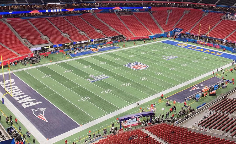 The empty field and stadium six hours before the Super Bowl mayhem began. Attending the Super Bowl was a great experience, but pretty underwhelming for me as it was just another Sunday of work. 