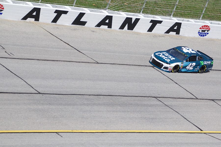 Kyle Larson wheels his car around the high banks of Atlanta Motor Speedway during a practice session for the 2018 Folds of Honor QuikTrip 500. Thirty minutes away, a long weekend full of entertainment awaits. Spend three days at AMS filled with fan-friendly events and plenty of racing action.