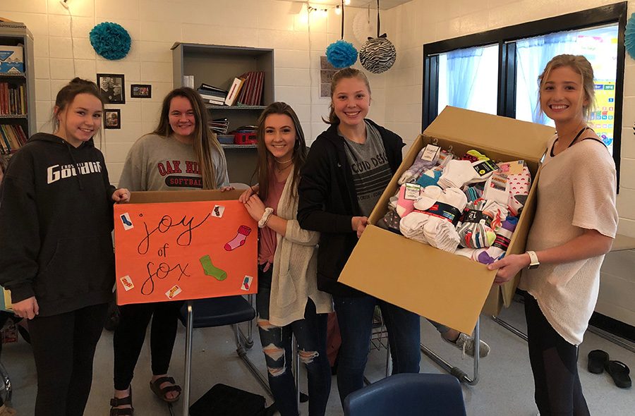 FCCLA+donates+socks+to+a+local+homeless+shelter.+The+organization+focuses+on+helping+the+community+and+building+leaders.+