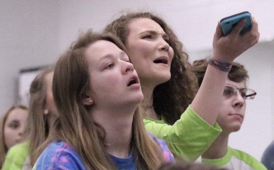 Cast of “Back to the ‘80s” react to the long-awaited results of the Shuler Hensley Awards. The production failed to place in the nominations, but their reaction quickly turned to determination as the students look forward to next year. 