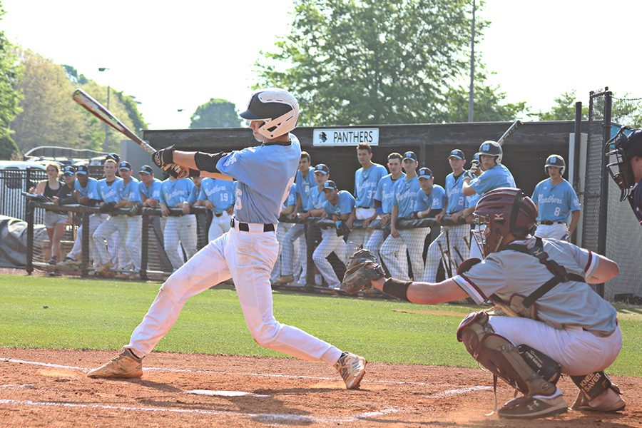 Sophomore Chay Yeager takes a swing. Starr’s Mill showed out on offense, consistently making contact and getting on base. The Panthers tallied 14 RBIs in their last two games of the regular season.