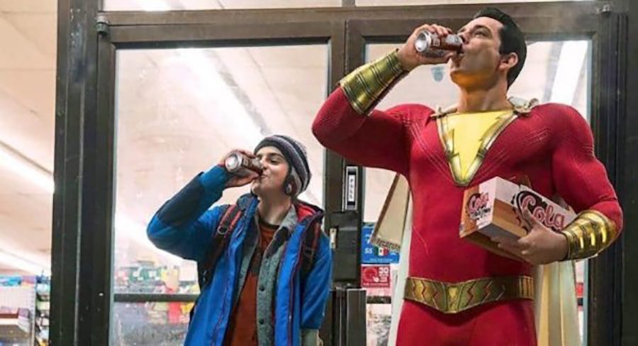 Shazam%21+and+Freddy+take+a+swig+of+cola+together+in+DC+Universe%E2%80%99s+newest+movie.+The+film+is+full+of+action%2C+humor%2C+and+heart+that+anyone+can+enjoy.+