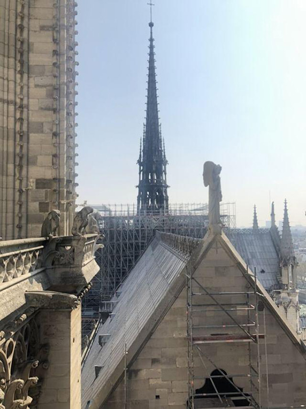 The spire was the highest point on the Cathedral. It was one of the most iconic aspects of the 800-year-old structure and one of the first things to be lost in last week’s fire.