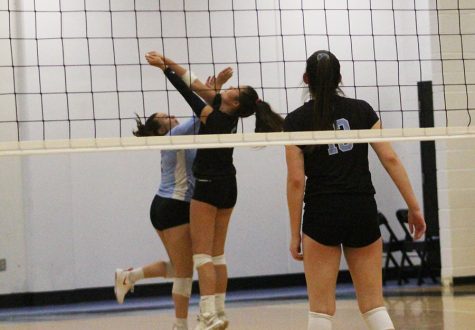 Junior Rachel Thomas (left) and senior Kayla Sloan (right) collide while going for the ball. Starr’s Mill defeated Harris County 2-0 but lost against Heritage 2-0.