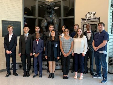 Sept. 24, 2019 - The speech and debate team poses after finishing the tournament at Houston County High School. Junior Ben Gibbas placed second in the Human Interpretation event.