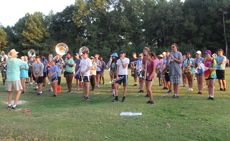 Starr’s Mill Marching Band practices ahead of the competition season. They are going for a clean sweep of the season, looking to win all three competitions, which hasn’t happened since 2008.