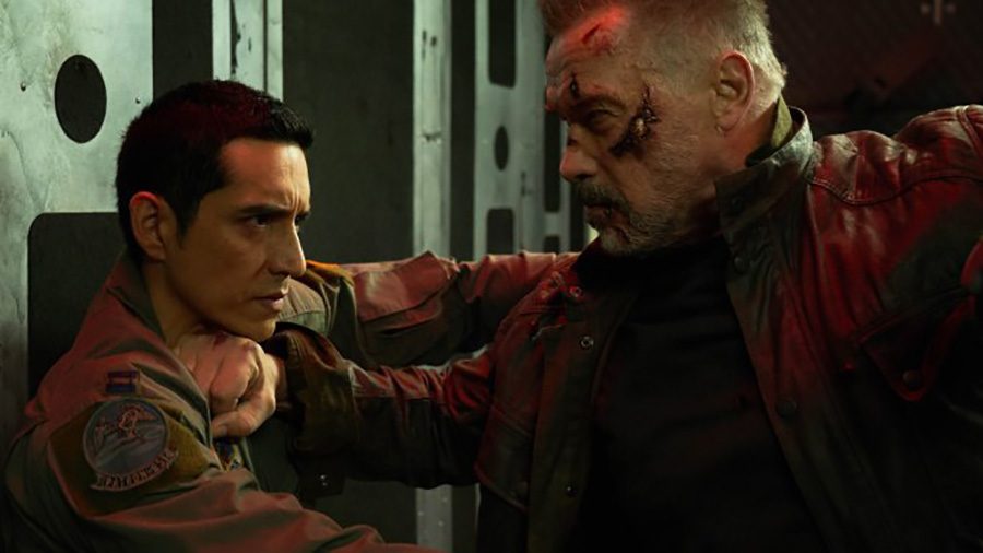 The NEV-9, Gabriel Luna, locked in combat with the T-800, Arnold Schwarzenegger. “Terminator: Dark Fate” borrows a little too much from the movies that preceded it. Despite this, it is still an alright movie.