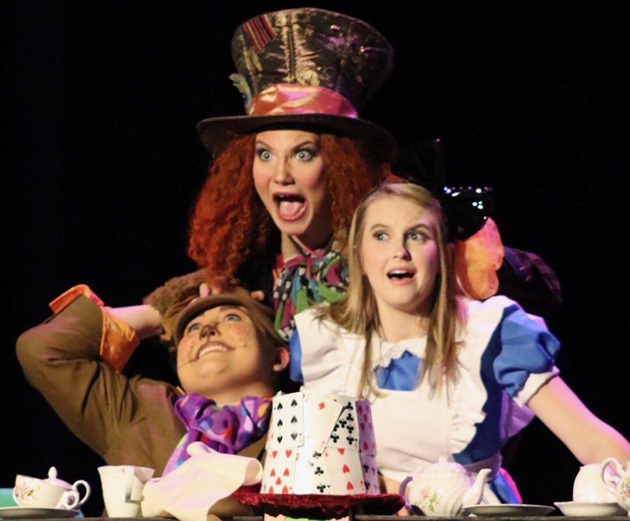 Erin Chasey, Celeste Bouillon, and Sydney Turnier (left to right) perform their parts on stage during the Region 3-AAAAA One Act competition. On Oct. 26, the Thespians competed at Whitewater High School where they placed third out of the five schools in Fayette County. McIntosh won the event.