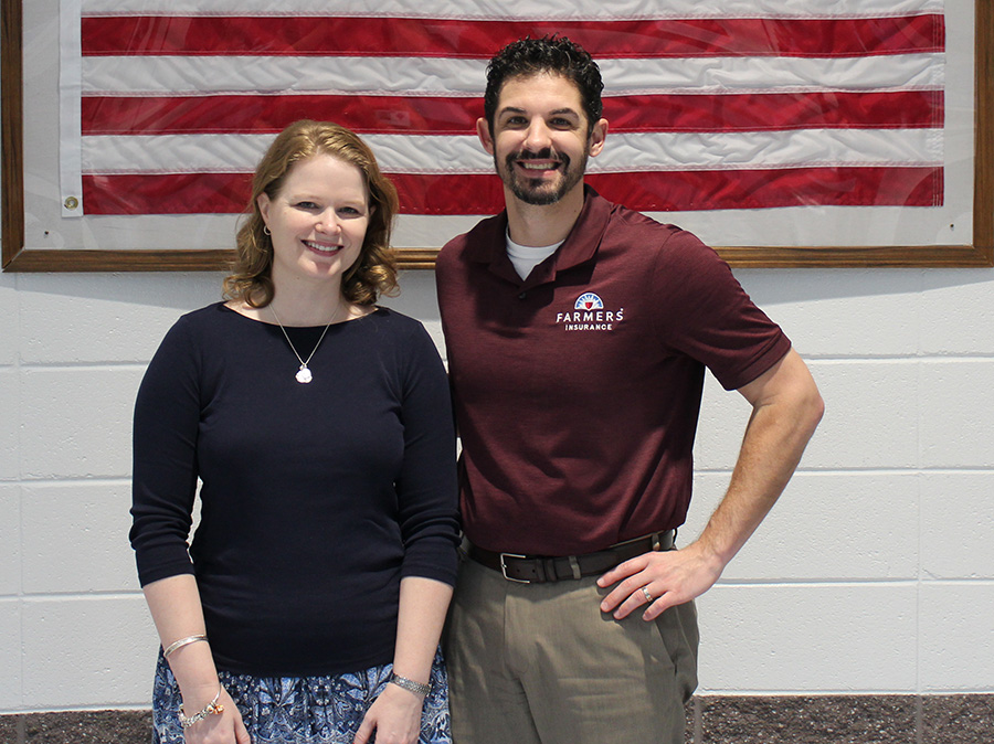 Rebecca Rickeard, pictured with Tim Monihan from Farmers Insurance, is last month’s Golden Apple recipient. Rickeard tries to make the effort to show compassion toward her students and really get to know them. Having not only traveled far in her career, she has also traveled far in the world as so far she has traveled to 20 different countries. 