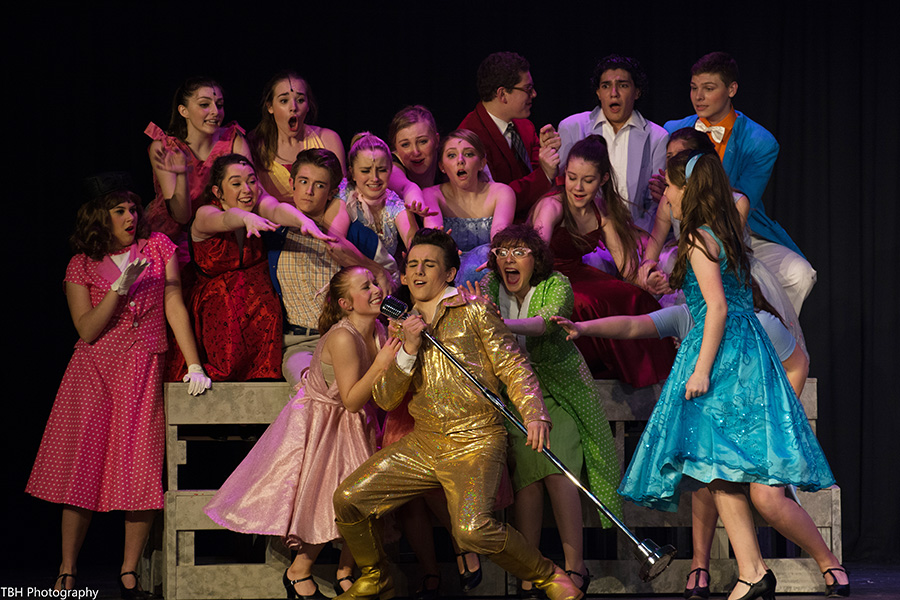 Conrad Birdie, played by Scotty Hindy, sings as he is adored by his fans. Last weekend, Starr’s Mill students and teachers put on the classic musical “Bye Bye Birdie.” Though this play is filled with a talented cast, to a first-time viewer the show can be taken in a way the light-hearted play does not intend. 