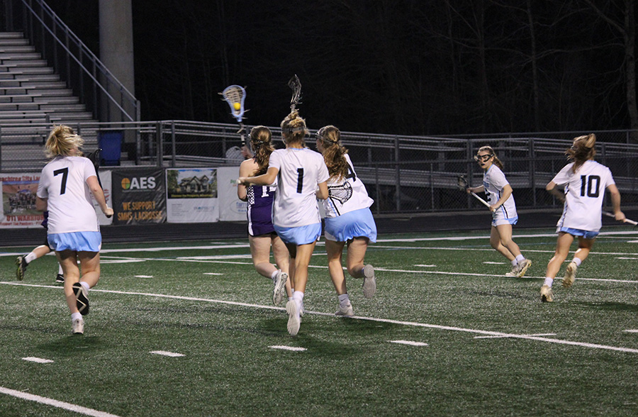 Lady Panthers chase down a Trinity ball carrier. Starr’s Mill succeeded in keeping play deep in Trinity territory all game long. Trinity was only able to get into Panther territory a few times throughout the game. “[Our aggressiveness] absolutely carries from one game to the next,” head coach Mary Lehman said. “We build up in these competitive games as the season goes on so that by the time we get to that final game, which is Kell and Harrison, we’re gonna be prepared and ready for playoffs.”
