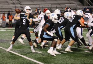 Sophomore Will Yarbrough throws a pass during the Panthers’ first round playoff game against the Mundy’s Mill Tigers last Friday where they won 63-6. It looked like every piece of the team came through to pull off an explosive victory. Yarbrough had a solid game all around with 80 all-purpose yards, three touchdowns, and one interception. Whether it be how the offense clicked, the might of the defense, or the carousel at running back showing how dangerous they are, there is much to take away from a blowout win that helped Starr’s Mill advance to the round of 16.