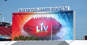 Raymond James Stadium in Tampa Bay, Florida, decorated for Super Bowl LV. The Kansas City Chiefs and the Tampa Bay Buccaneers will compete for the title of Super Bowl Champion. The reigning champion Chiefs have an extraordinarily great offense that has helped them dominate opponents. On the other hand, the Buccaneers have formed their own identity with several pieces that have made them an immense threat. Find out who wins Super Bowl LV as the big game commences at 6:30 p.m. on Feb. 7.