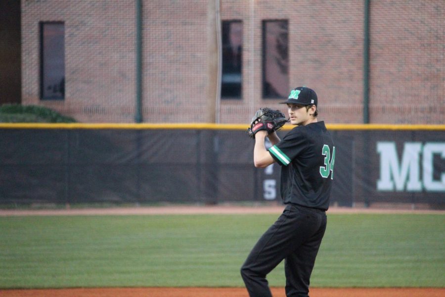 McIntosh senior pitcher Brad Grasser gets ready to throw a pitch against the Panthers in the teams’ first meeting of the season last Friday. The Chiefs took advantage of sloppy fielding and shut down a powerful hitting core to hand Starr’s Mill their first loss in region play 6-2. Grasses came up big for the Chiefs, throwing three strikeouts and limiting the Panthers to two runs on the day. The Panthers have not scored lower than two runs since February.