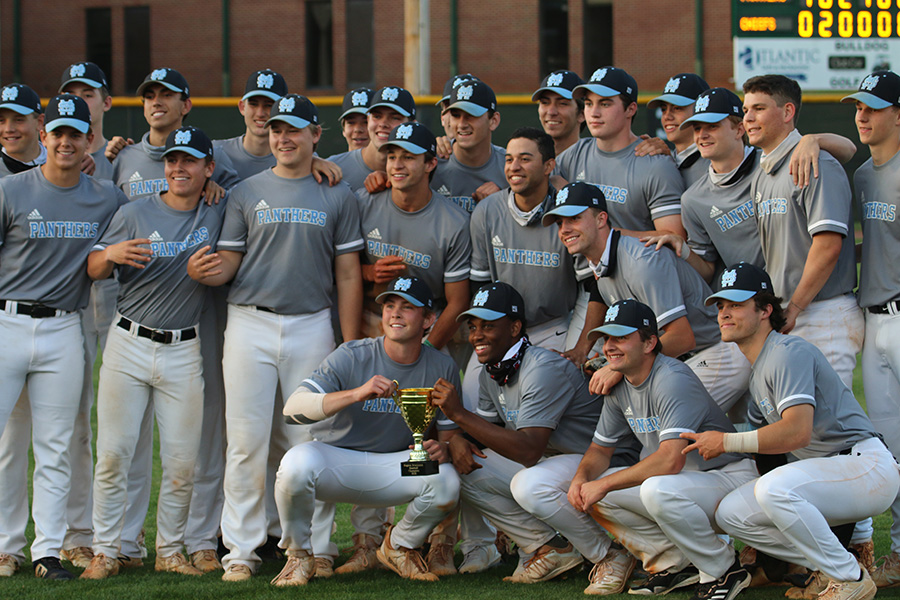 Starr’s Mill baseball team poses with the region 2-AAAAA trophy following their game against the McIntosh Chiefs. The Panthers only needed one win against either McIntosh or Northside-Columbus to claim the region title, and they achieved their goal against the Chiefs. This is the program’s fourth consecutive region championship and eleventh in school history.