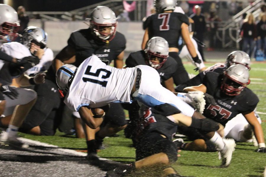 Junior Greigh Joseph crosses the goal line late in the second quarter. Both teams went into the game hoping for a victory and the top spot in the region standings. “We lost our keys and our players just didn’t key in on what they’re supposed to see because they’re so used to the run,” head coach Chad Phillips said.