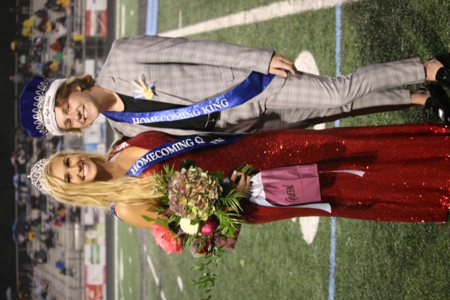 Last year’s homecoming queen Jaci Edwards and king Aiden Hammond after being crowned. This year, multiple new activities will accompany the typical parade, football game, and dance.