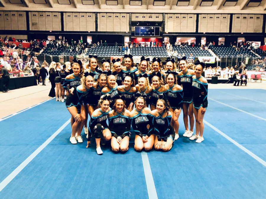 Varsity cheer team placed fifth at state this year. The team did not give up despite several injuries throughout the season. 