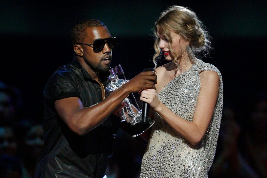 Kanye West grabs the microphone out of Taylor Swift’s hands on stage at the 2009 VMAs. This event was the beginning of the long-lasting Swift vs. Kanye debate. Some may argue that Kanye is the better artist because of his innovative music tactics, while others argue that Swift is better because of her impactful lyrics and variety.
