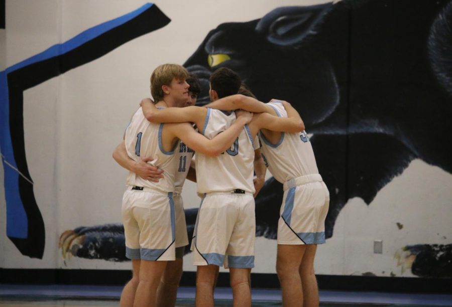 Starting five huddles in their home gym for the final time. The Panthers hosted Whitewater last Friday on Senior Night. Despite controlling much of the first half, Starr’s Mill lost 53-49.