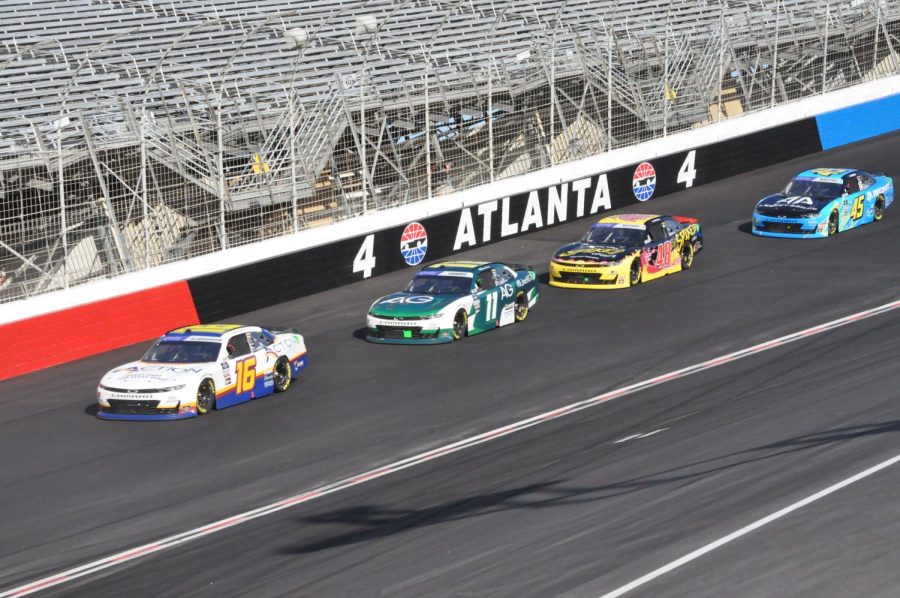 AJ Allmendinger, driving the No. 16 Action Industries Chevrolet, leads Kaulig teammate Daniel Hermic in the AG1 - Athletic Greens Chevrolet. Kaulig Racing led every lap in stage 2. Allmendinger would go on to finish third, while Hemric’s night ended early after an accident on lap 113.